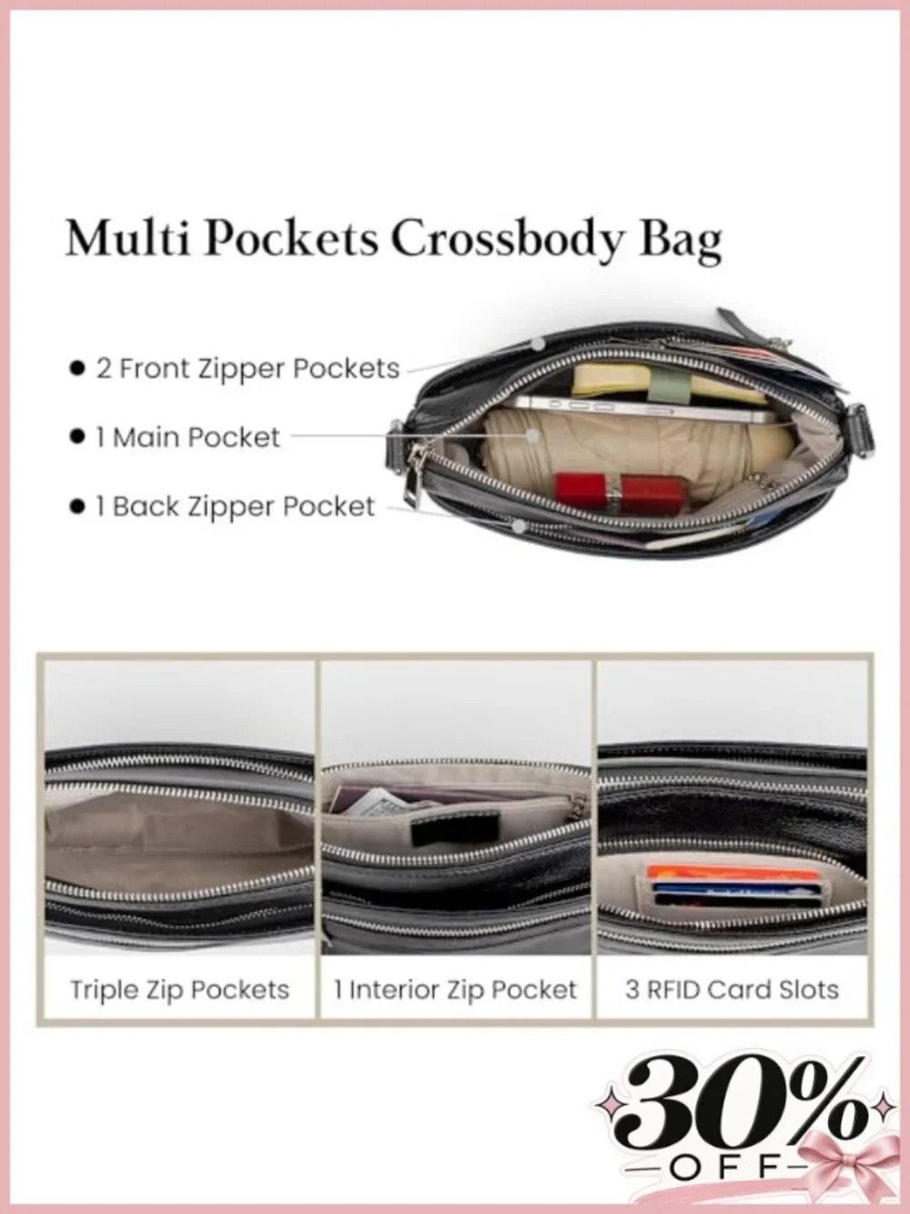Genuine Leather Crossbody Bag RFID Small Travel Purse